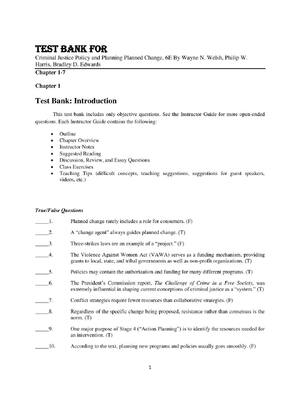 Preview of Tese Bank For Criminal Justice Policy and Planning Planned Change 6th Edition By Wayne N.