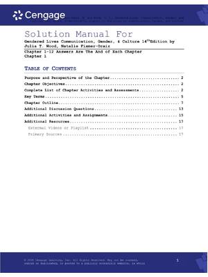 Preview of Solution Manual For  Gendered Lives Communication, Gender, & Culture by Julia T. Wood, Nat