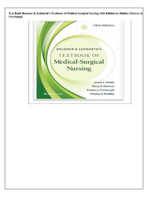 Preview of Test Bank for Brunner & Suddarth's Textbook of Medical-Surgical Nursing 16th Edition (Hink