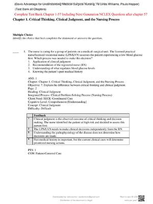 Preview of Test Bank For Davis Advantage for Understanding Medical-Surgical Nursing, 7th Edition By L