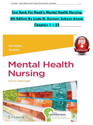 Preview of Test Bank For Mental Health Nursing 6th Edition By Linda M. Gorman, Robynn Anwar  Chapters