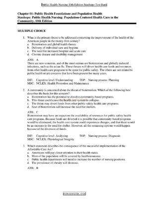 Preview of TEST BANK for Public Health Nursing Population-Centered Health Care in the Community 10th