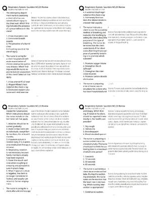 Preview of Respiratory System Saunders NCLEX Review / Questions and Answers
