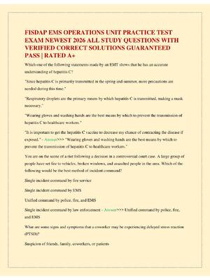 Preview of FISDAP EMS Operations Unit Practice Test Exam Newest 2026 All Study Questions With Verifie