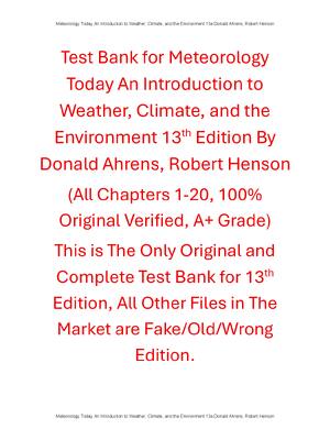 Preview of Test Bank Meteorology Today An Introduction to Weather, Climate, and the Environment 13th