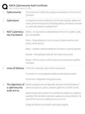 Preview of ISACA Cybersecurity Audit Certificate / score 100% / 2025 update / CSA exam prep study gui