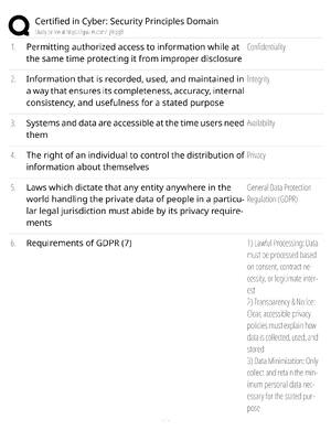 Certified in Cyber Security Principles Domain / score 100% / 2025 update / ISC2 CC exam prep study guide