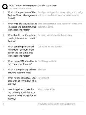 Preview of TCA Tanium Administrator Certification Exam / score 100% / 2025 update / endpoint manageme