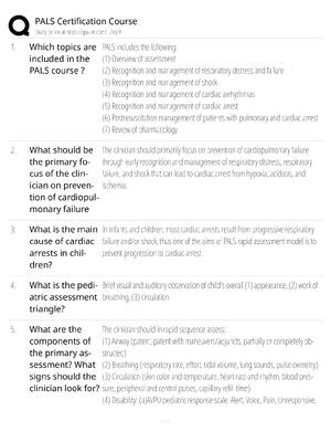 PALS Certification Course / score 100% / 2025 update / AHA pediatric exam prep study guide