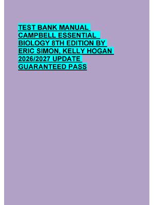 Preview of TEST BANK MANUAL  CAMPBELL ESSENTIAL   BIOLOGY 8TH EDITION BY  ERIC SIMON, KELLY HOGAN  20