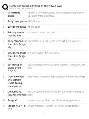 NAMs Menopause Certification Exam 2024-2025 / score 100% / new version / NCMP study guide