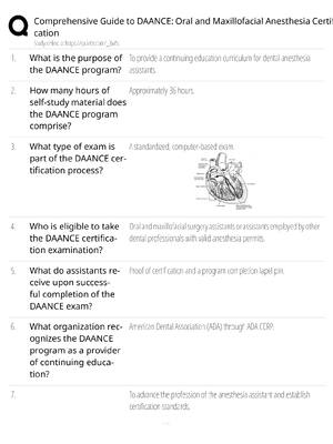 Preview of DAANCE Oral Maxillofacial Anesthesia Certification Guide / score 100% / 2025 update / exam prep study guide