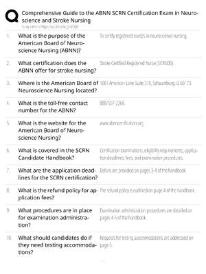 Preview of ABNN SCRN Certification Exam Neuroscience Stroke Nursing Guide / score 100% / 2025 update