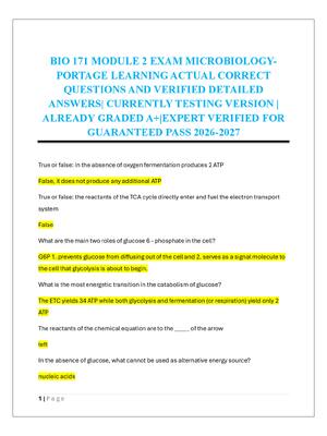 Preview of BIO 171 MODULE 2 EXAM MICROBIOLOGY-  PORTAGE LEARNING