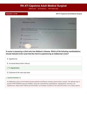 RN ATI Capstone Adult Medical Surgical 2026 Exam 50 Questions And Answers