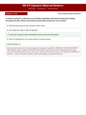 RN ATI Capstone Maternal Newborn 2026 Exam 50 Questions And Answers