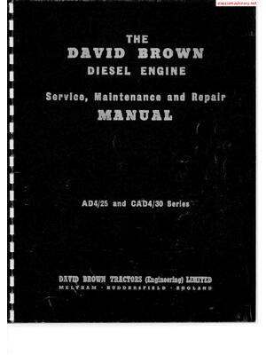 Preview of DAVID BROWN AD4 25 and CAD4 30 Diesel Engine Sepair Repair Manual