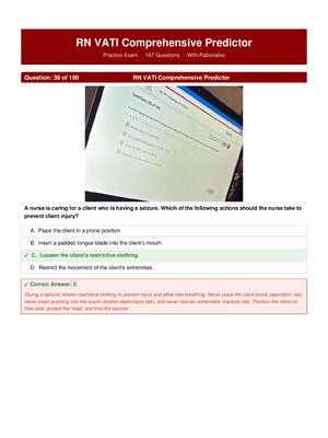 RN VATI Comprehensive Predictor A+Questions Answers