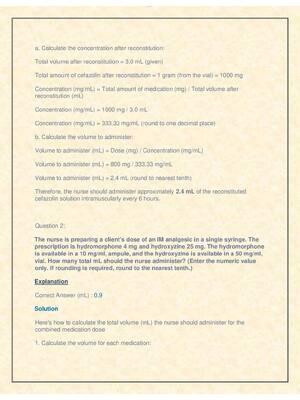 Preview of LATEST HESI RN DOSAGE CALCULATION IV  PREP EXAM 2026/2027LATEST EXAM 56  QUESTIONS AND COR