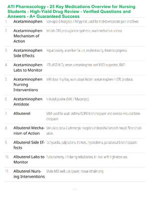 ATI Pharmacology – 25 Key Medications Mastery Guide – Essential Drug Review – Verified Questions and Answers – Ultimate Exam Success Companion – A+ Guaranteed