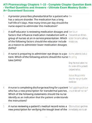 ATI Pharmacology Chapters 1–33 Complete Mastery Review – Comprehensive Exam Prep – Verified Questions and Answers – Ultimate Study System – A+ Guaranteed Success