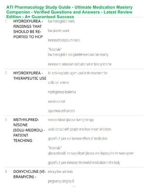 ATI Pharmacology Study Guide – Complete Exam Mastery Review – Verified Questions and Answers – Ultimate Medication Success System – A+ Guaranteed