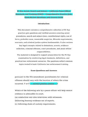 Preview of PC 832 Arrest, Search and Seizure – California Peace Officer Standards and Training (POST)