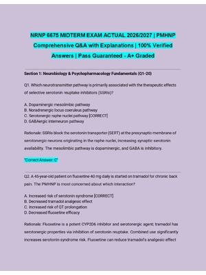 Preview of NRNP 6675 MIDTERM EXAM  ACTUAL PMHNP Comprehensive  100% VERIFIED SOLUTIONS  2026/2027 GUA