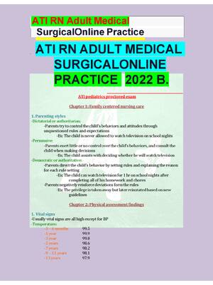 Preview of ATI RN ADULT MEDICAL  SURGICAL ONLINE   PRACTICE B 100%  VERIFIED SOLUTIONS  2026/2027  GU