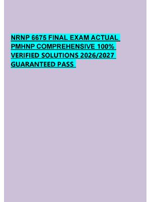 Preview of NRNP 6675 FINAL EXAM ACTUAL  PMHNP COMPREHENSIVE 100%  VERIFIED SOLUTIONS 2026/2027  GUARA