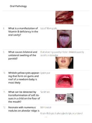 Preview of Oral Pathology Study Guide - Verified Questions and Answers - A+ Guaranteed Success Exam R