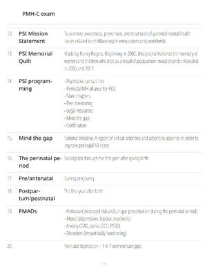 Preview of PMH-C Certification Exam Study Guide - Verified Questions and Answers - A+ Guaranteed Succ