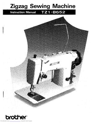 Preview of Brother TZ1-B652 Zigzag Sewing Machine Manual