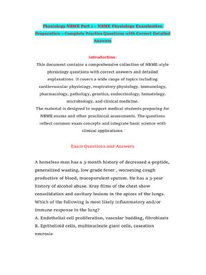 Physiology NBME Part 1 – NBME Physiology Examination Preparation – Complete Practice Questions with Correct Detailed Answers