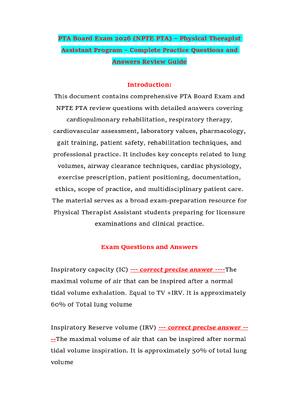 Preview of PTA Board Exam 2026 (NPTE PTA) – Physical Therapist Assistant Program – Complete Practice
