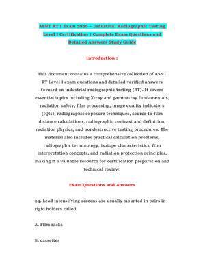 Preview of ASNT RT I Exam 2026 – Industrial Radiographic Testing Level I Certification | Complete Exa