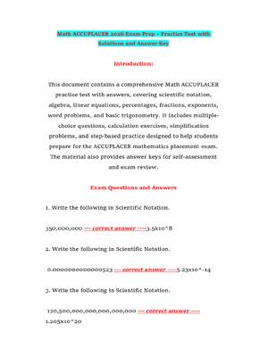 Preview of Math ACCUPLACER 2026 Exam Prep – Practice Test with Solutions and Answer Key