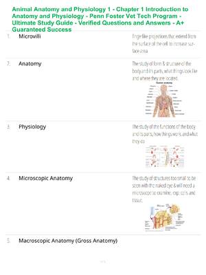 Preview of Animal Anatomy and Physiology 1 - Chapter 1 Introduction to Anatomy and Physiology - Penn