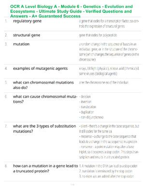 Preview of OCR A Level Biology A - Module 6 - Genetics - Evolution and Ecosystems - Ultimate Study Gu