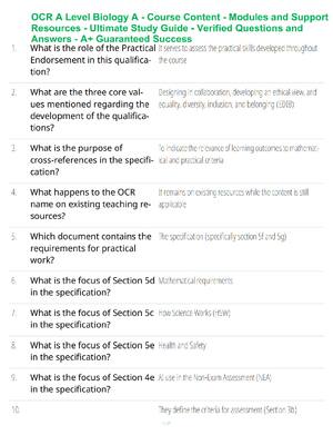 Preview of OCR A Level Biology A - Course Content - Modules and Support Resources - Ultimate Study Gu