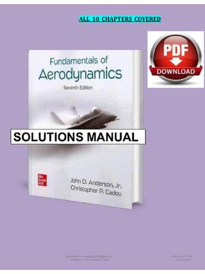 Preview of Solutions Manual for Fundamentals of Aerodynamics ISE 7th Edition by John D. Anderson Jr.