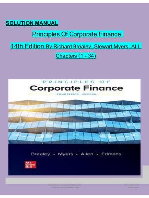 Preview of SOLUTIONS MANUAL for Principles Of Corporate Finance 14th Edition By Richard Brealey, Stew