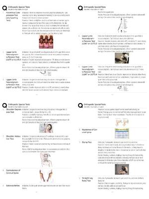 Preview of Orthopedic Special Tests / Score 100% / New Version 2026 Update / Exam Prep Study Guide