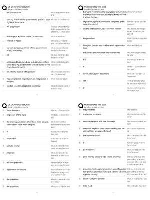 Preview of US Citizenship Test 2026 / Score 100% / New Version / USCIS Civics Practice Questions & An