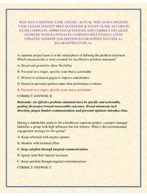 Preview of WGU D436 CAPSTONE TASK 2 EXAM / ACTUAL WGU D436 CAPSTONE TASK 2 EXAM 2026/2027 PREP QUESTI
