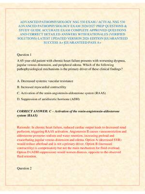 Preview of ADVANCED PATHOPHYSIOLOGY NSG 530 EXAM / ACTUAL NSG 530 ADVANCED PATHOPHYSIOLOGY EXAM 2026/