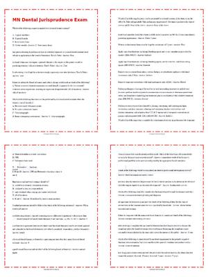Preview of MN Dental Jurisprudence Practice Questions & Study Guide | Score 100% | 2026 Updated Minne
