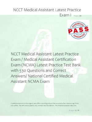 Preview of NCCT Medical Assistant Latest Practice  Exam / Medical Assistant Certification  Exam (NCMA