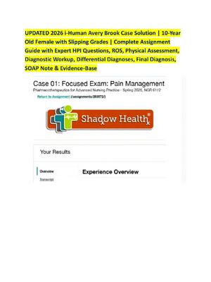 Preview image for iHuman Avery Brook Case Solution 10-Year Old Female with Slipping Grades | Complete Guide with Expert HPI Questions, ROS, Physical Assessment,  Diagnostic Workup, Differential Diagnoses, Final Diagnosis,  SOAP Note & Evidence-Base