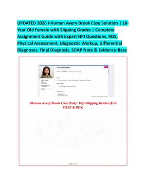 UPDATED 2026 i-Human Avery Brook Case Solution | 10- Year Old Female with Slipping Grades | Complete  Assignment Guide with Expert HPI Questions, ROS,  Physical Assessment, Diagnostic Workup, Differential  Diagnoses, Final Diagnosis, SOAP Note & Evidence-Base
